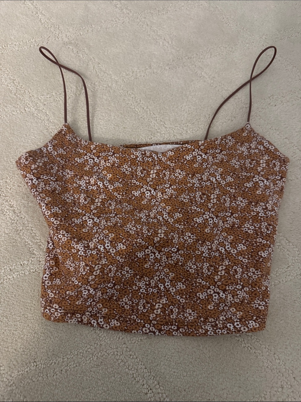 Aeropostale Brown Floral Spaghetti Strap Crop Top
